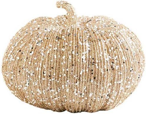 K&K Interiors 40610A 4.5 Inch Champagne Glitter Pumpkin | Amazon (US)