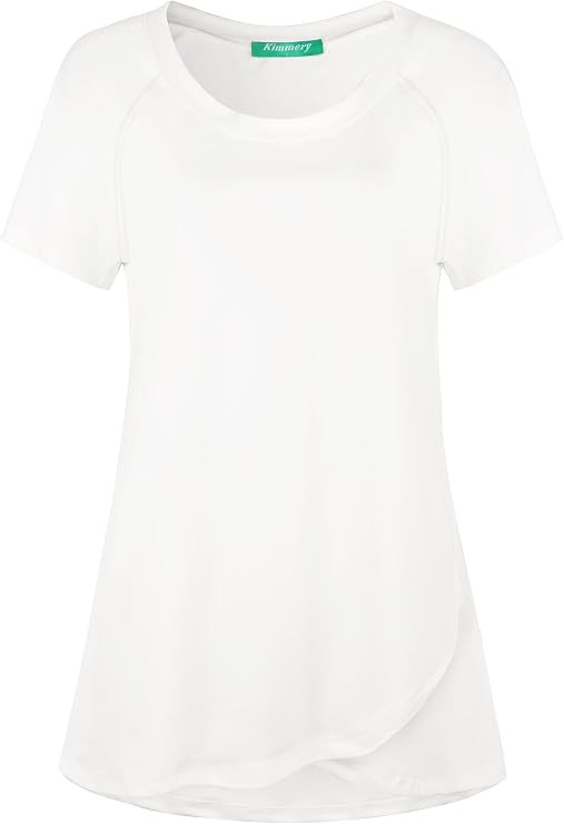 Kimmery Woman Raglan Sleeve Round Neck Irregular Hem Yoga Workout Shirt Sizes M-3XL | Amazon (US)