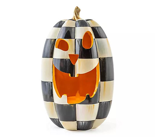 MacKenzie-Childs Courtly Check Illuminated Jack O' Lantern - QVC.com | QVC