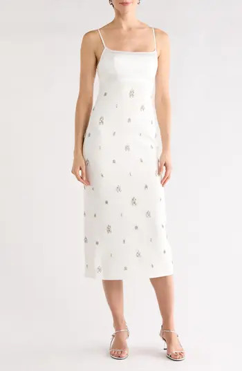A.L.C. Alana Embellished Midi Dress in White at Nordstrom Rack, Size 12 | Nordstrom Rack