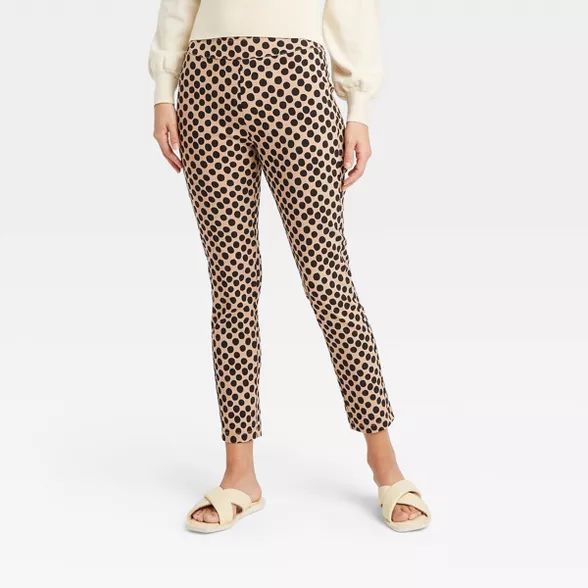 Women's Polka Dot Skinny Cropped Pants - Who What Wear™ Cream | Target