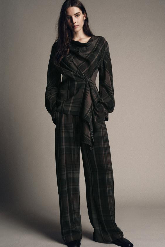 ZW COLLECTION PLAID BALLOON PANTS | Zara US