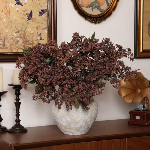 Zeyune 3 Pcs Fall Artificial Dusty Plum Stem Plum Sedum Berry Stem Autumn Faux Berry Picks Branch... | Amazon (US)
