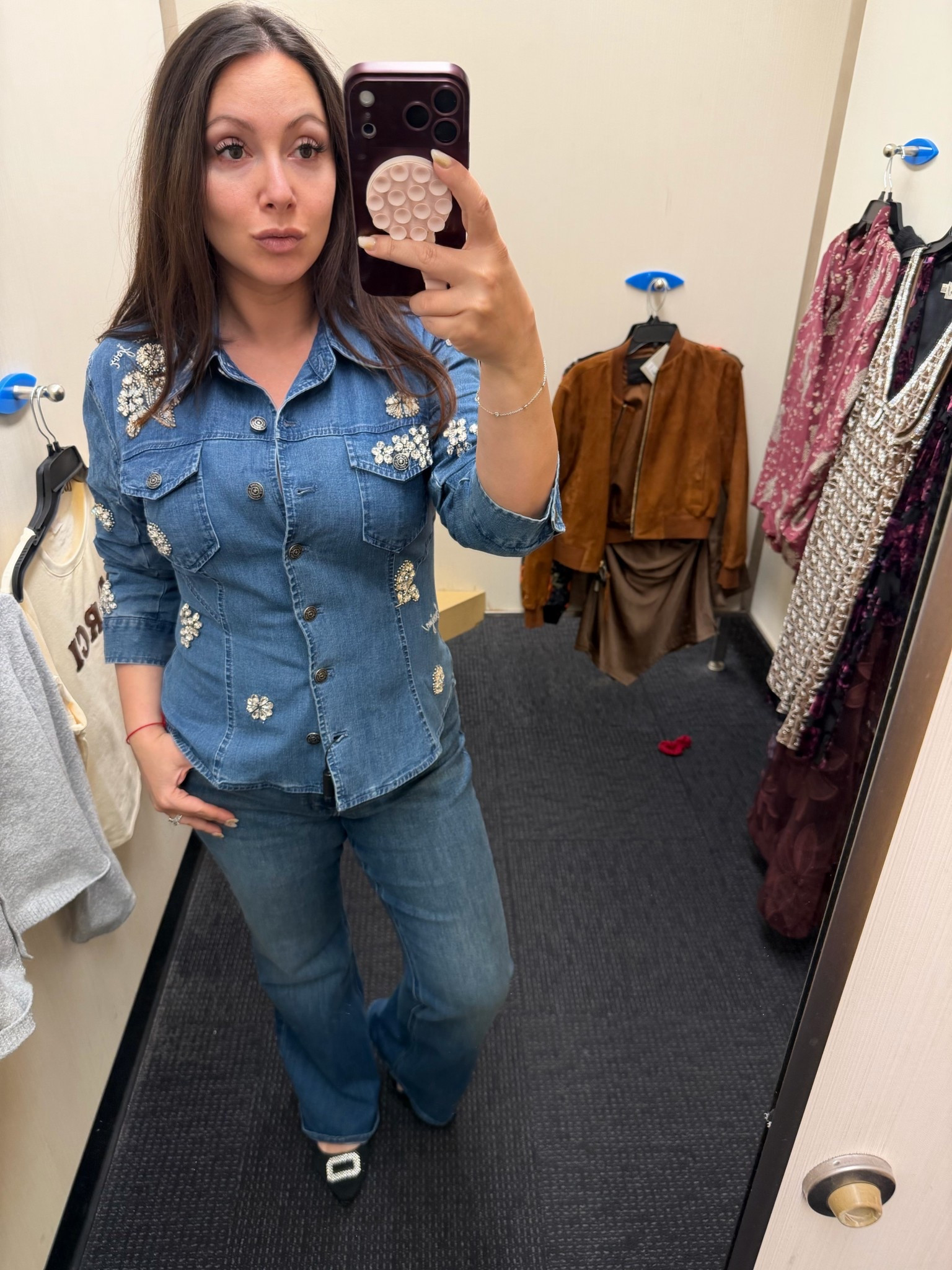This was one of those can not walk type of shirts! Denim and rhinestone from Cinq a Sept button up! 

#LTKMidsize #LTKSaleAlert #LTKStyleTip