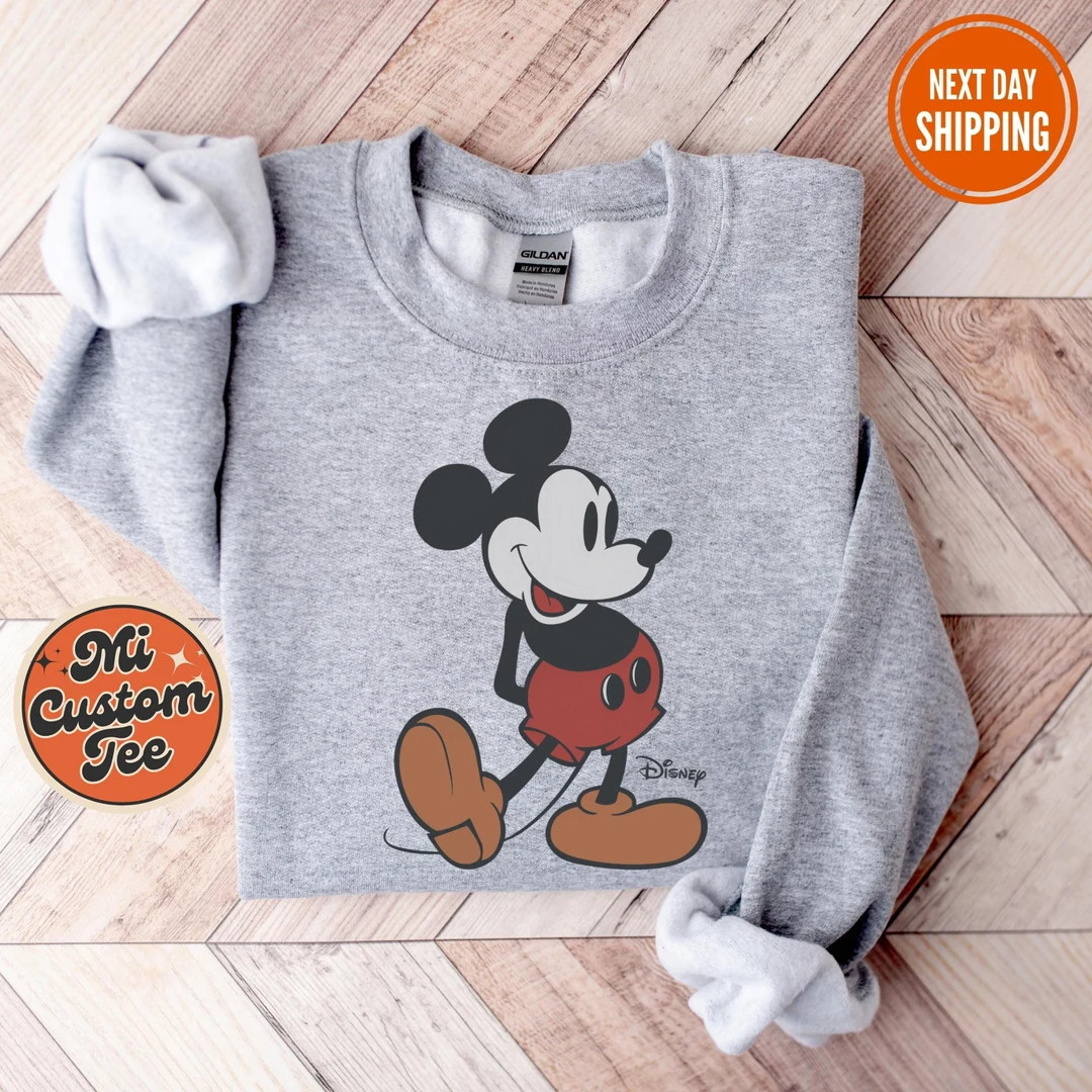 Disney Classic Mickey Mouse Pose Sweatshirt, Mickey Hoodie, Disneyland Holiday Vacation Sweatshir... | Etsy (US)