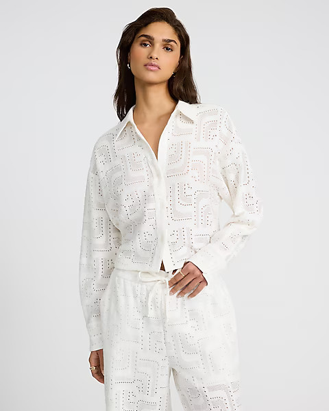 Jacquard Cropped Portofino Shirt | Express