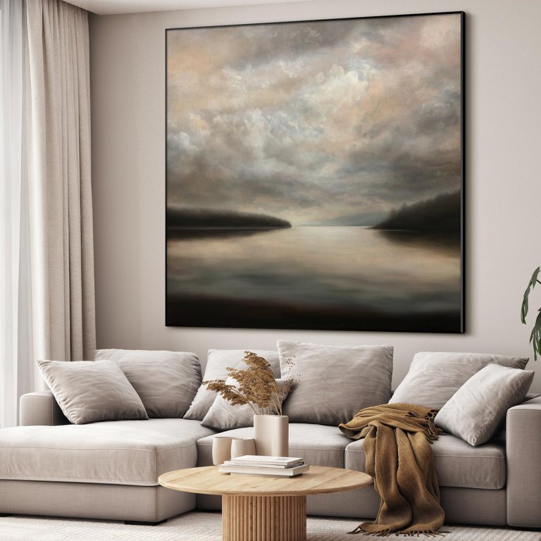 36"x36" Large Framed Wall Art - Decor Lake Landscape Dramatic Cloudy Sky (Frame Assembly Required... | Walmart (US)