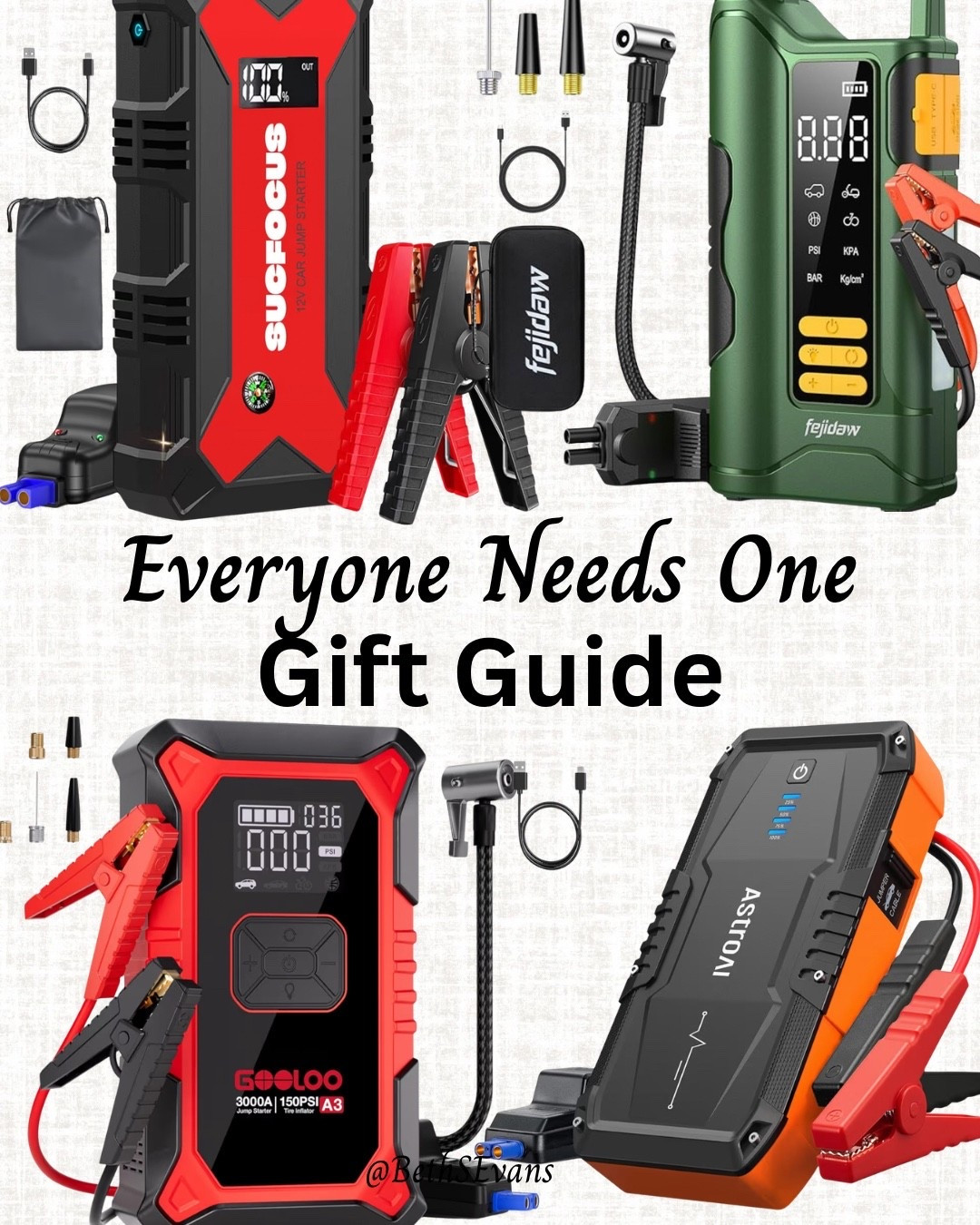 Everyone needs one of these in their vehicle. It jump starts your car and some will even air up your tires. Different price points depending on what all you want it to do. 


#LTKGiftGuide #LTKHoliday #LTKSaleAlert