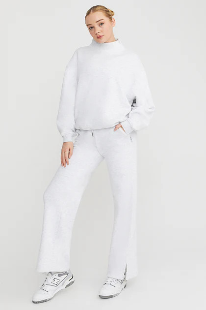 OFF DUTY MOCK NECK CLUB SWEATSHIRT - GREY MARL | TALA (UK)