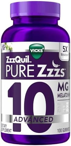 ZzzQuil Pure Zzzs Advanced Melatonin Gummies, Melatonin 10mg, Sleep Aid, with Chamomile & Lavende... | Amazon (US)