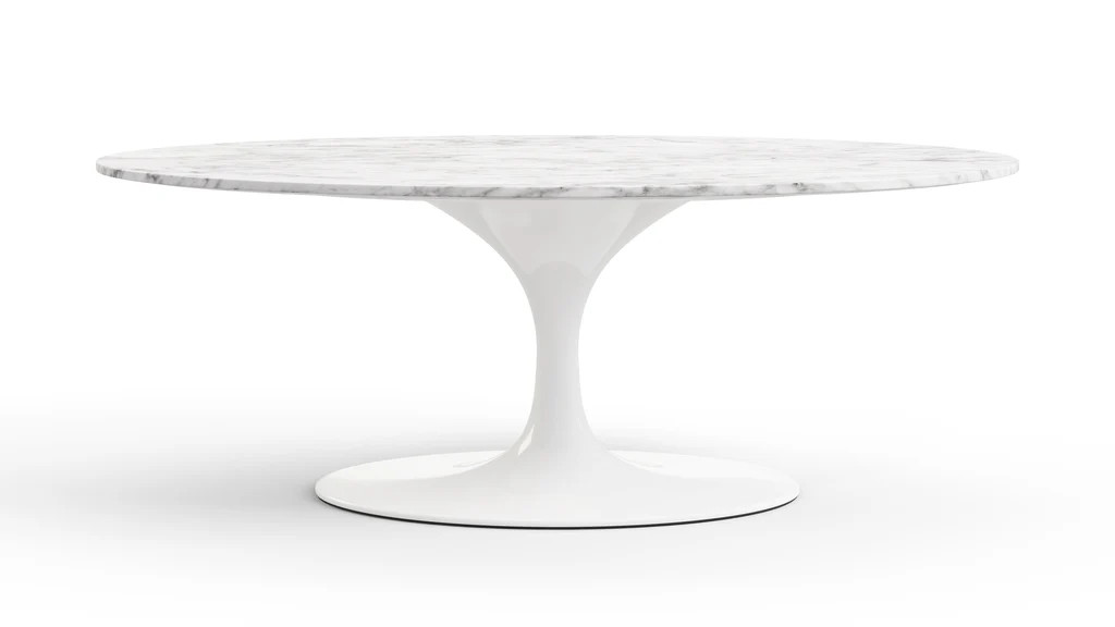 Tulip Style Coffee Table - Oval Tulip Style Coffee Table, Carrara Marble | Interior Icons