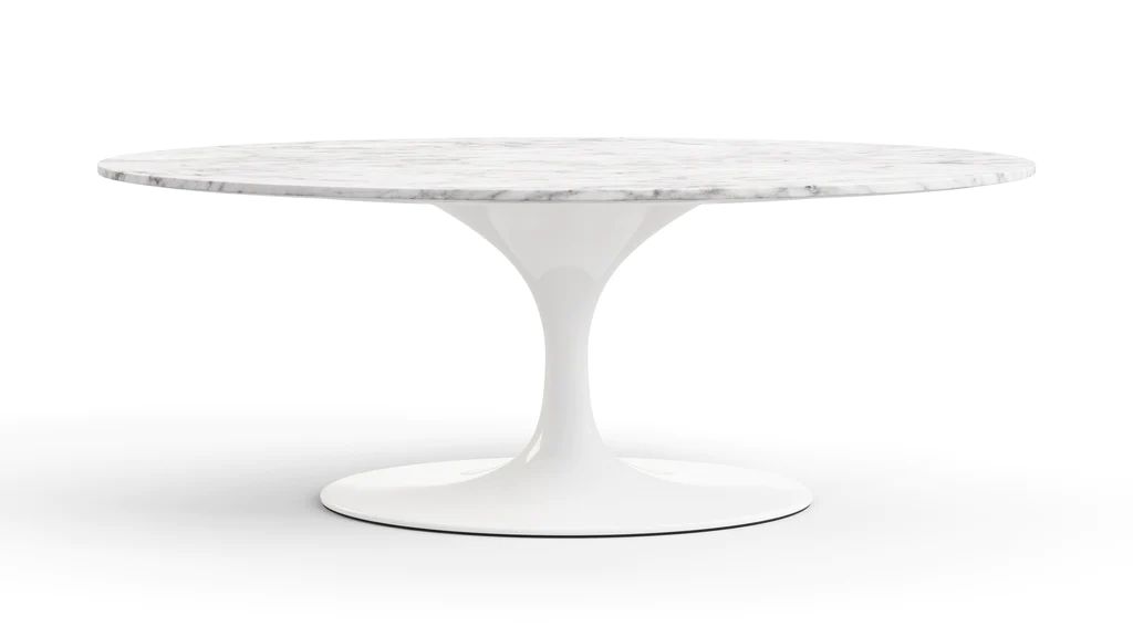 Tulip Style Coffee Table - Oval Tulip Style Coffee Table, Carrara Marble | Interior Icons
