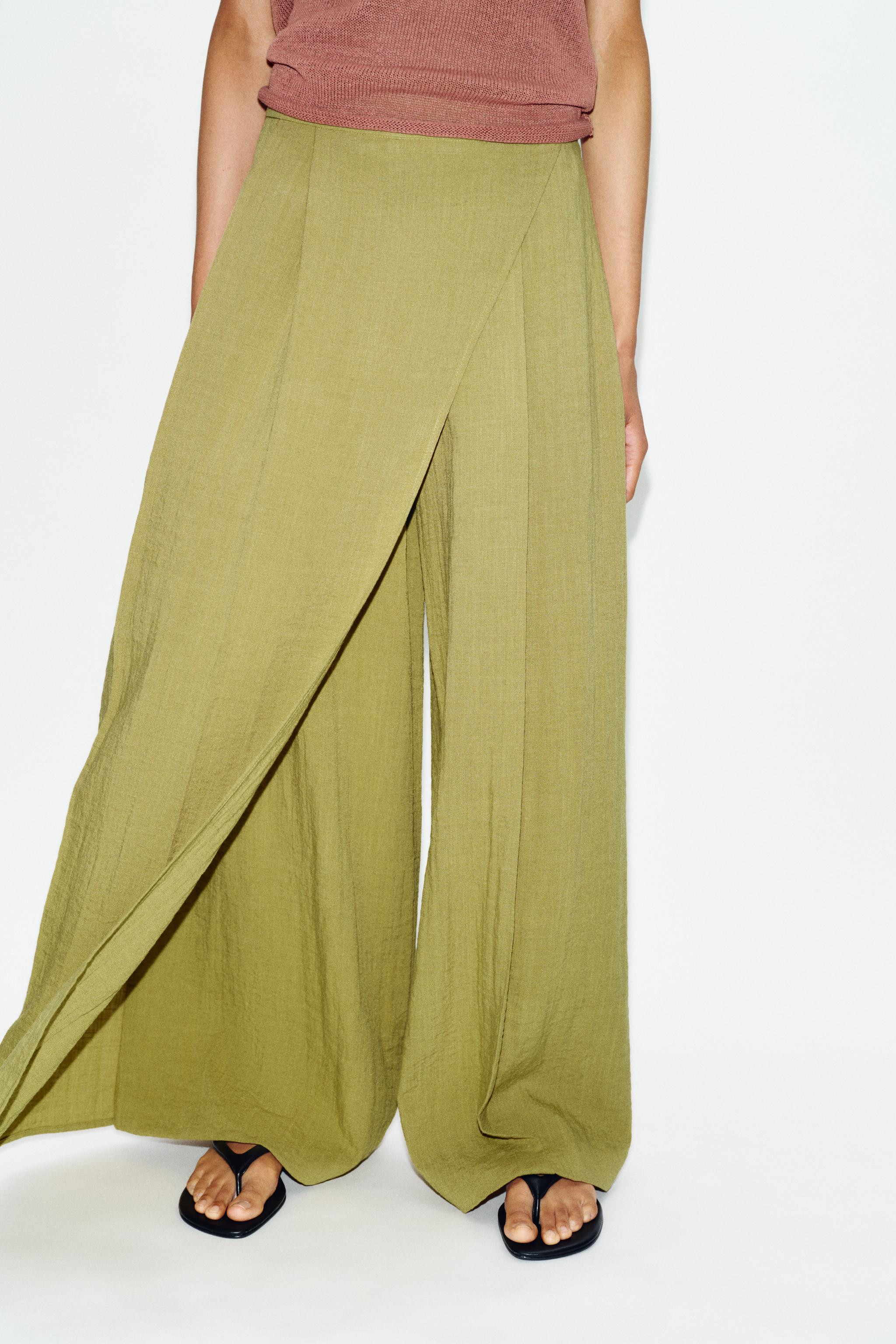 WRAP FRONT WIDE LEG PANTS | Zara US