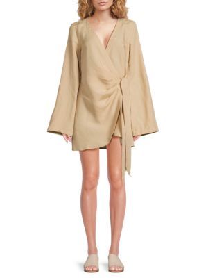 Linen Blend Mini Cover Up Dress | Saks Fifth Avenue OFF 5TH