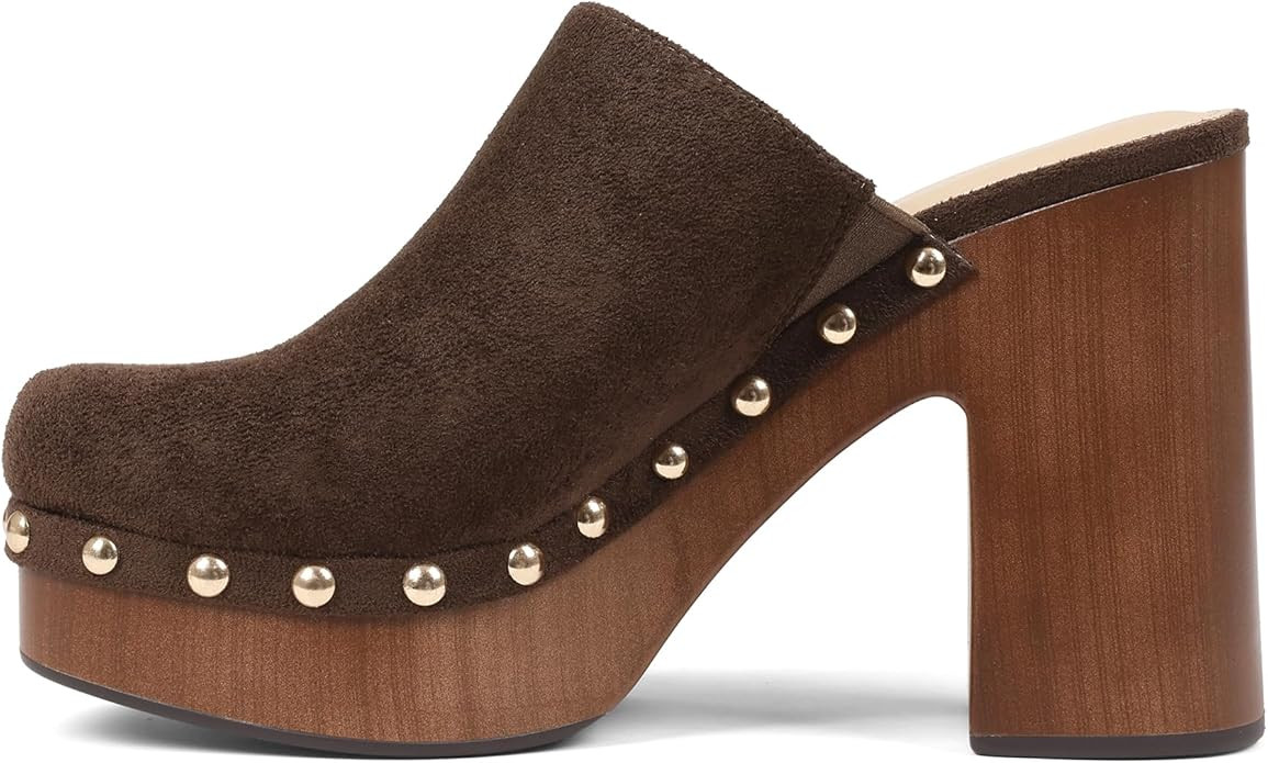 Oiamenne Womens Platform Clogs Mules Chunky High Heeled Sandals Round Toe Slip On Slides Rivet St... | Amazon (US)
