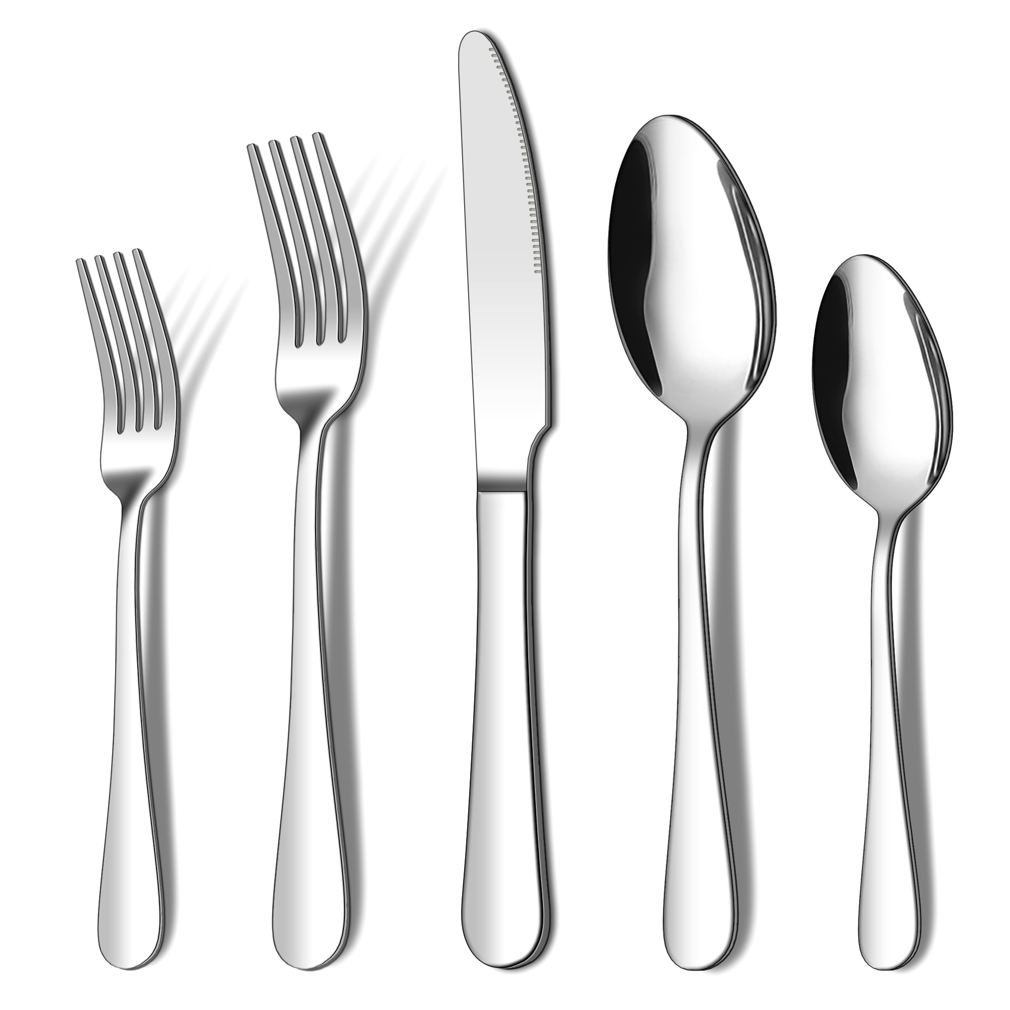 20 Piece Heavy Duty Silverware Set, ENLOY Stainless Steel Solid Flatware Cutlery for 4, Modern & ... | Walmart (US)