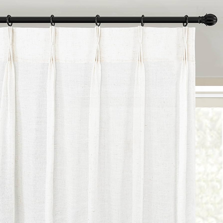 DriftAway Pinch Pleat Linen Textured Semi Sheer Solid Farmhouse and Modern Rustic Curtains 2 Pane... | Amazon (US)