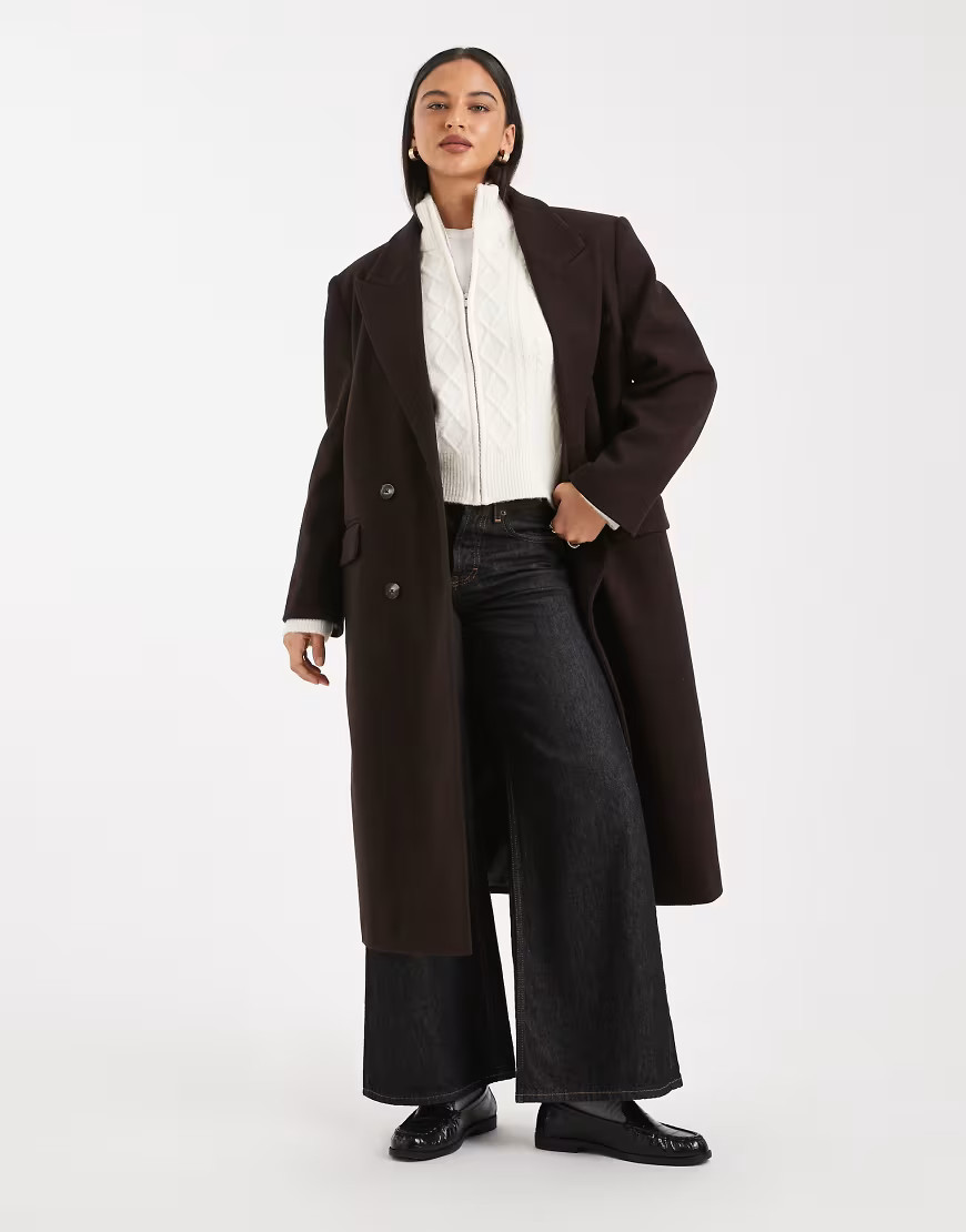ASOS DESIGN oversized dad coat in chocolate-Brown | ASOS (Global)