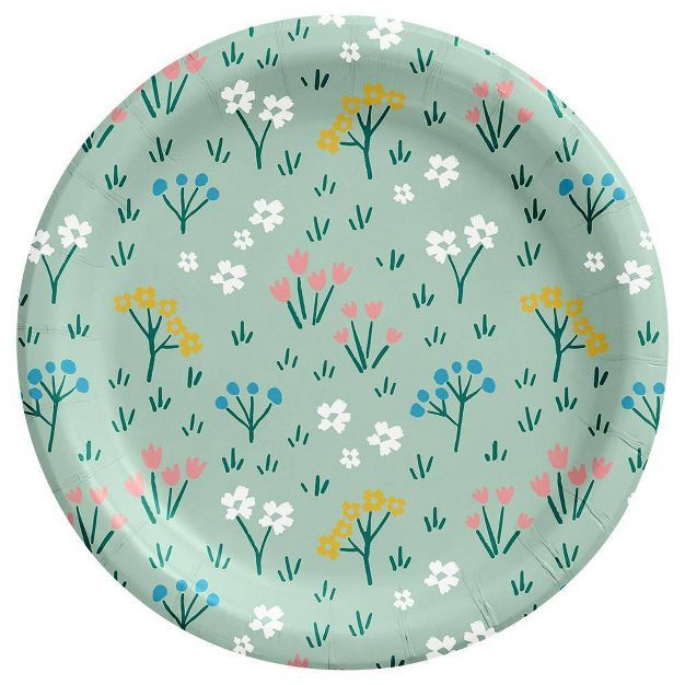 15ct Floral Snack Plates Light Green - Spritz™ | Target