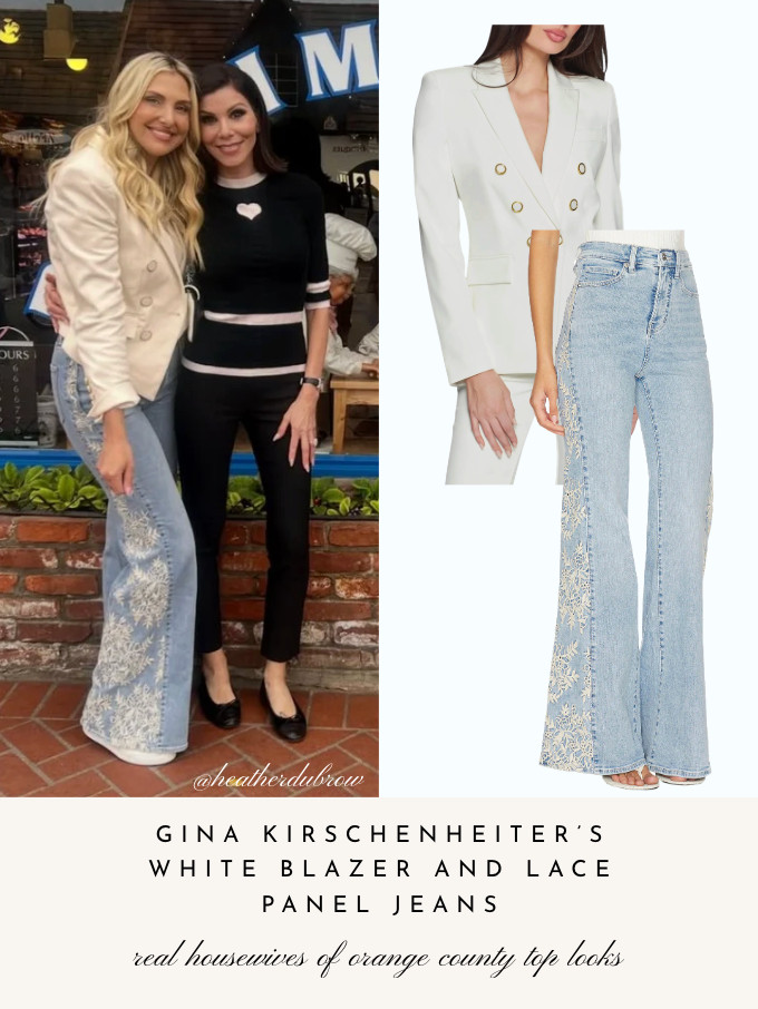 Gina Kirschenheiter's White Blazer and Lace Panel Jeans 📸= @heatherdubrow 

 