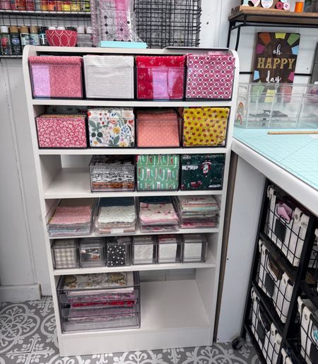 All of my craft room storage solutions are in this post!!

Cabinets, tables, bins & more! 

This shoe shelf is the best for fabric / craft room organization! 

I have also shared the best bins for fat quarters, jelly rolls & charm packs 

#LTKhome #LTKsalealert #LTKshoecrush