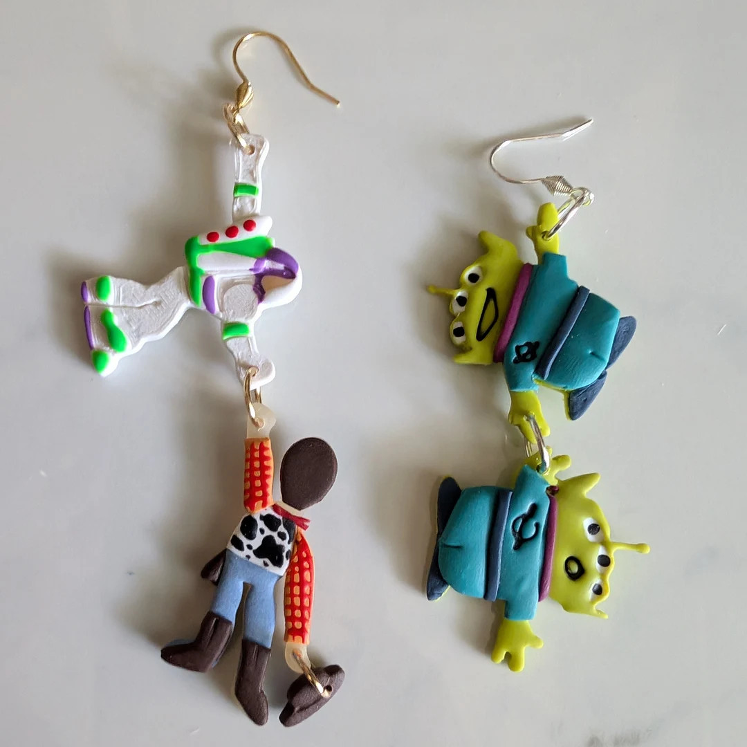 Toy Story Inspired Polymer Clay Earrings. Buzz Light-year Space Man Inspired, Woody Cowboy Inspir... | Etsy (US)