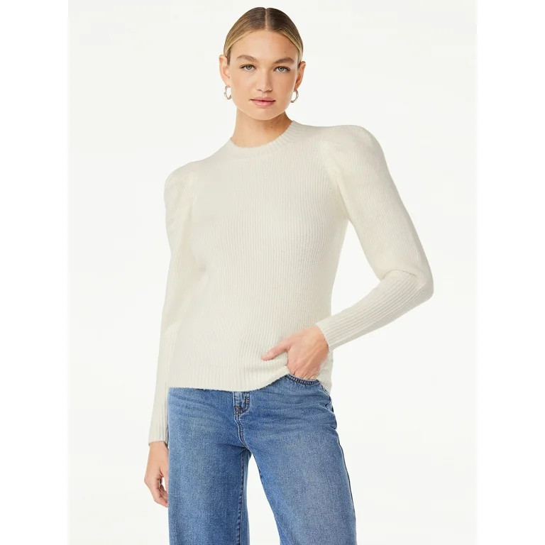 Scoop Women's Pullover Sweater with Long Sculped Sleeves, Sizes XS-XXL | Walmart (US)