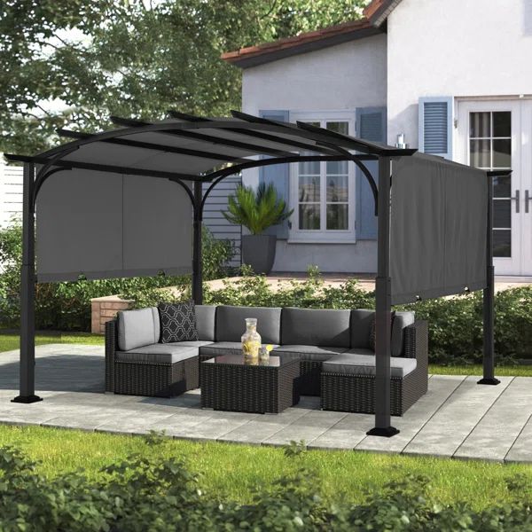 12 Ft. W x 10 Ft. D Steel Pergola with Canopy | Wayfair North America