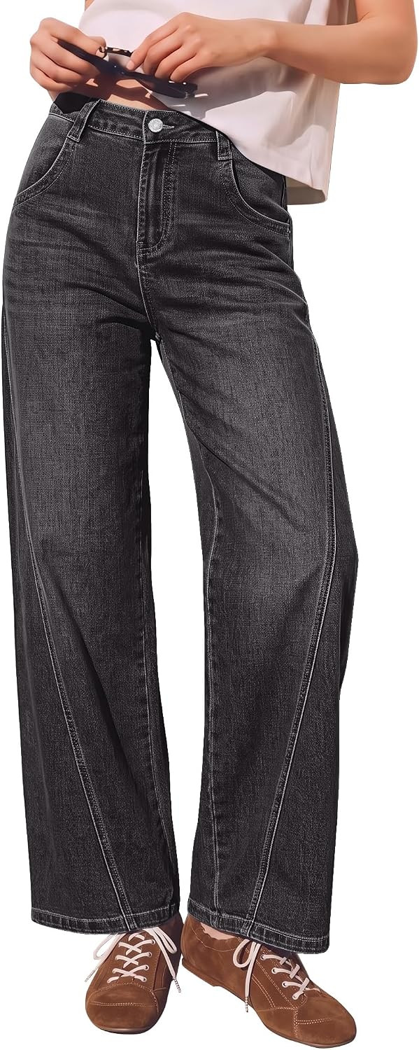 luvamia Wide Leg Jeans for Women High Waisted Stretch Denim Pants Side Seam | Amazon (US)