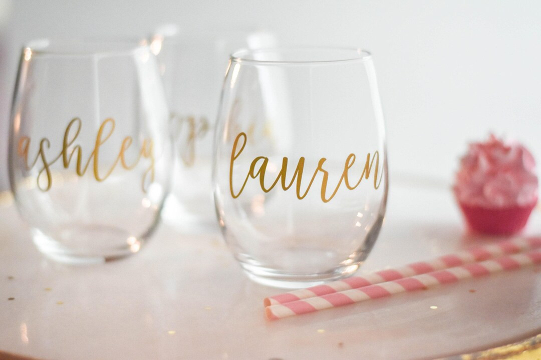 Bridesmaid Gift, Bridesmaid Wine Glasses, Personalized Stemless Glass, Personalized Wine Glass - ... | Etsy (US)