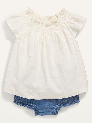 Short-Sleeve Swiss Dot Top and Bloomers Set for Baby | Old Navy (US)
