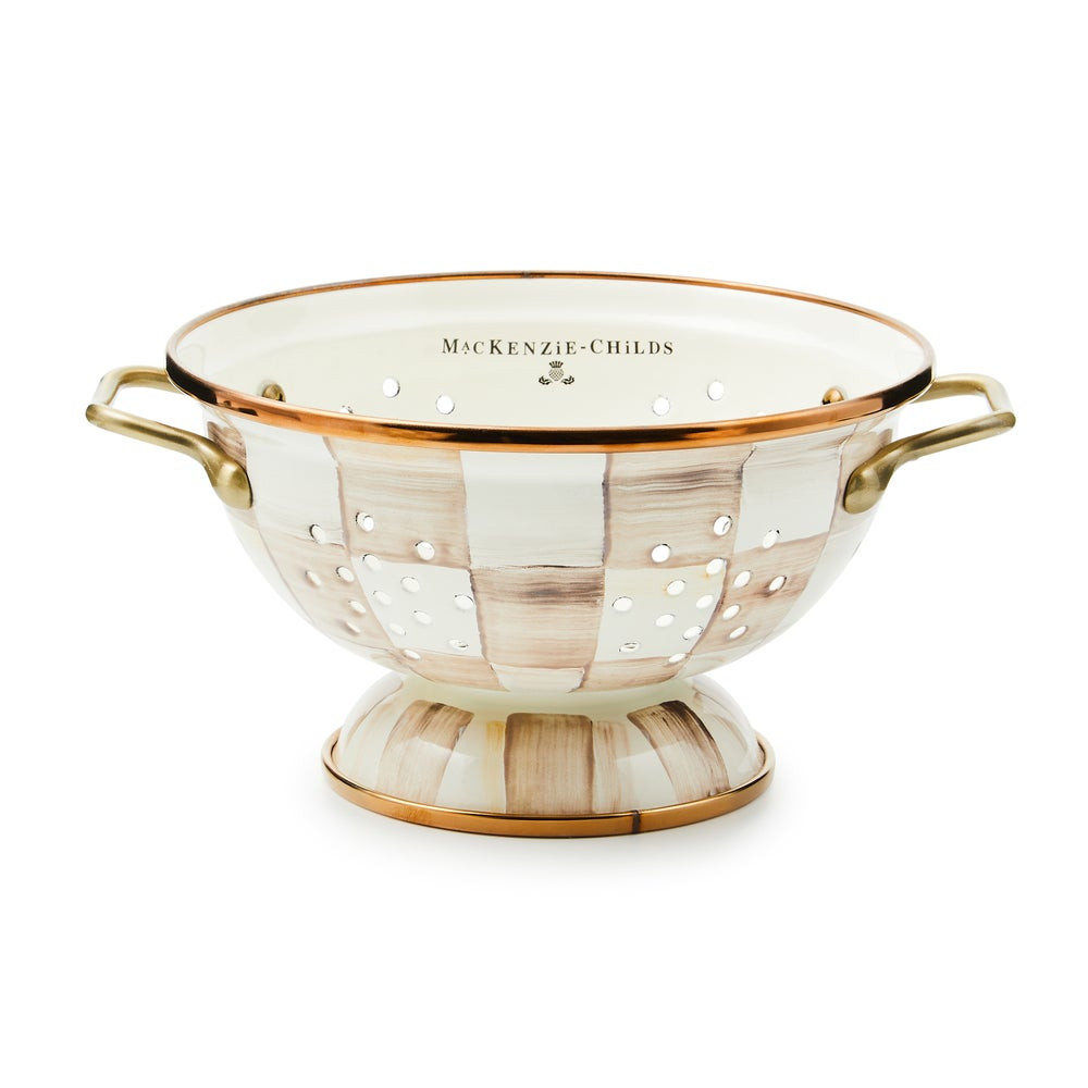 Mocha Check Small Colander | MacKenzie-Childs