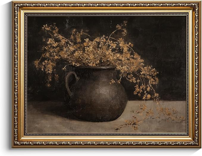 KISSFOX Gold Framed Wall Art Vintage Wall Decor Flower Canvas Art Botanical Pictures Still Life F... | Amazon (US)