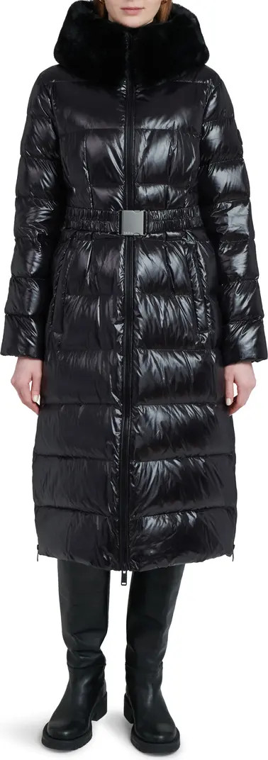 Lexi Water Resistant Hooded Nylon Down Puffer Coat with Faux Fur Trim | Nordstrom
