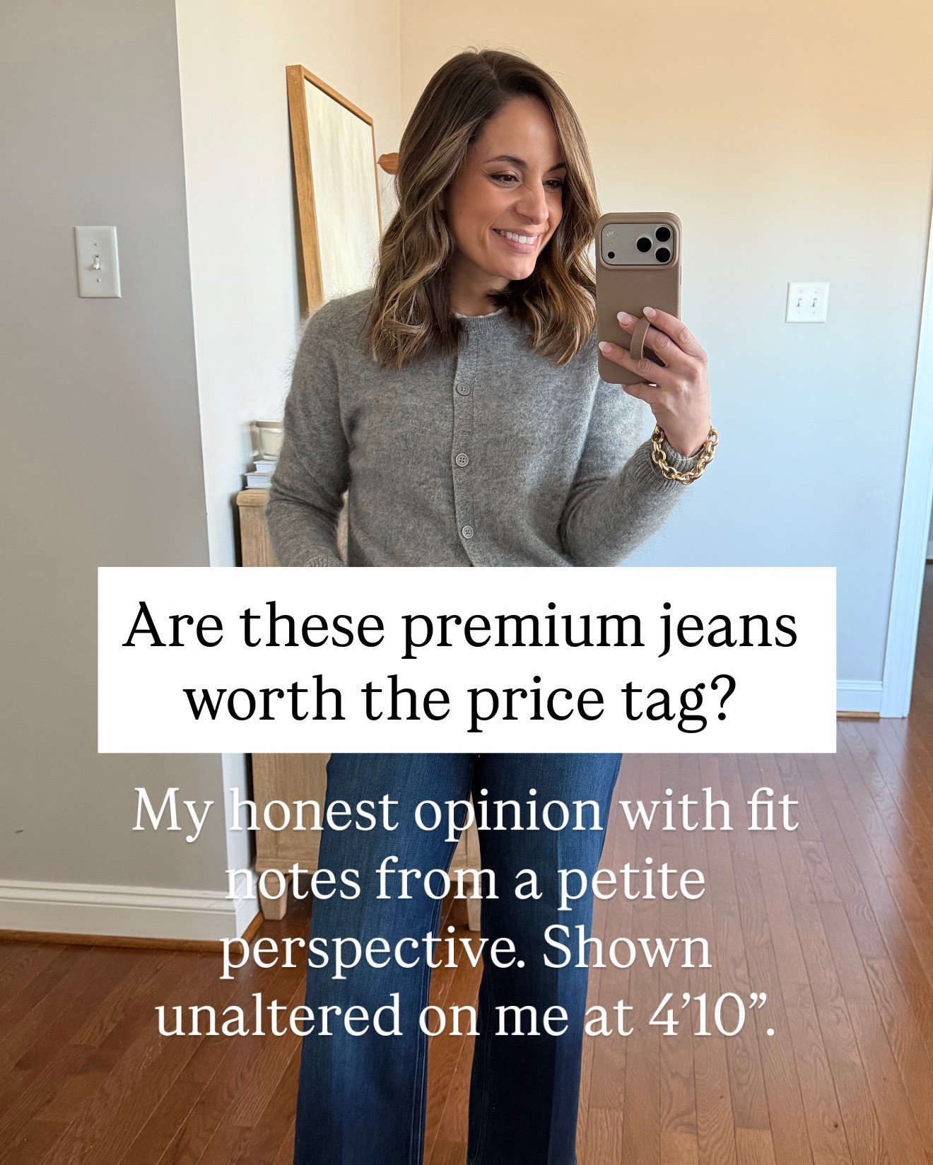 Are these premium jeans worth the price tag? 

Paige Anessa Wide Leg: 24 x 27” - (10.5” rise) these are very soft and feel premium. I love the length options. I’m wearing standard 27” but they also come in petite 25” and 29”. These are worth a try. 93% cotton/ 5% polyester / 2% spandex 

MOTHER Lil’ Hustler Roller  - petite 24 - (10.5” rise but they come up more on the sides) I love the shape of these jeans but they’re too long for me with a 29.5” inseam. The hem rolls up after washing and is hard to iron back down. The denim is stretchy but the pockets are also a little small for me. 94% cotton 5% polyester/ 1% elastane 

Rag & Bone Miramar Andi: 24 - very soft and comfortable and this cropped style is petite friendly (28” inseam). I don’t love the printed pockets and hardware, especially at the price. 100% cotton. 


#LTKPetite