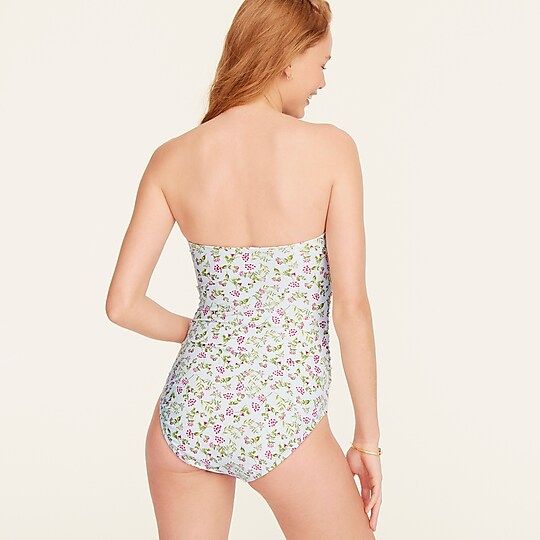 Ruched bandeau one-piece in cloud meadow floral | J.Crew US