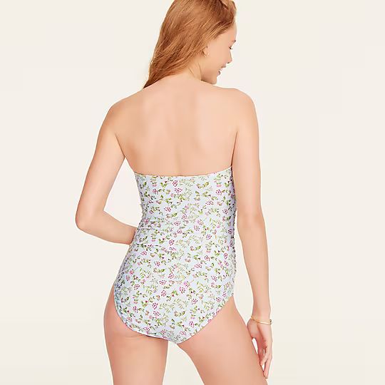 Ruched bandeau one-piece in cloud meadow floral | J.Crew US