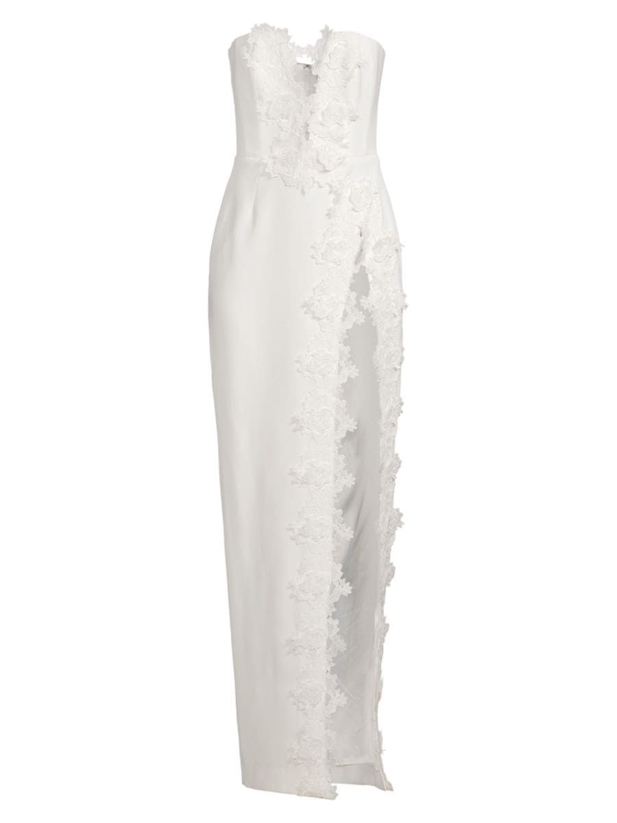 Sau Lee Florence Floral-Appliquéd Column Gown | Saks Fifth Avenue