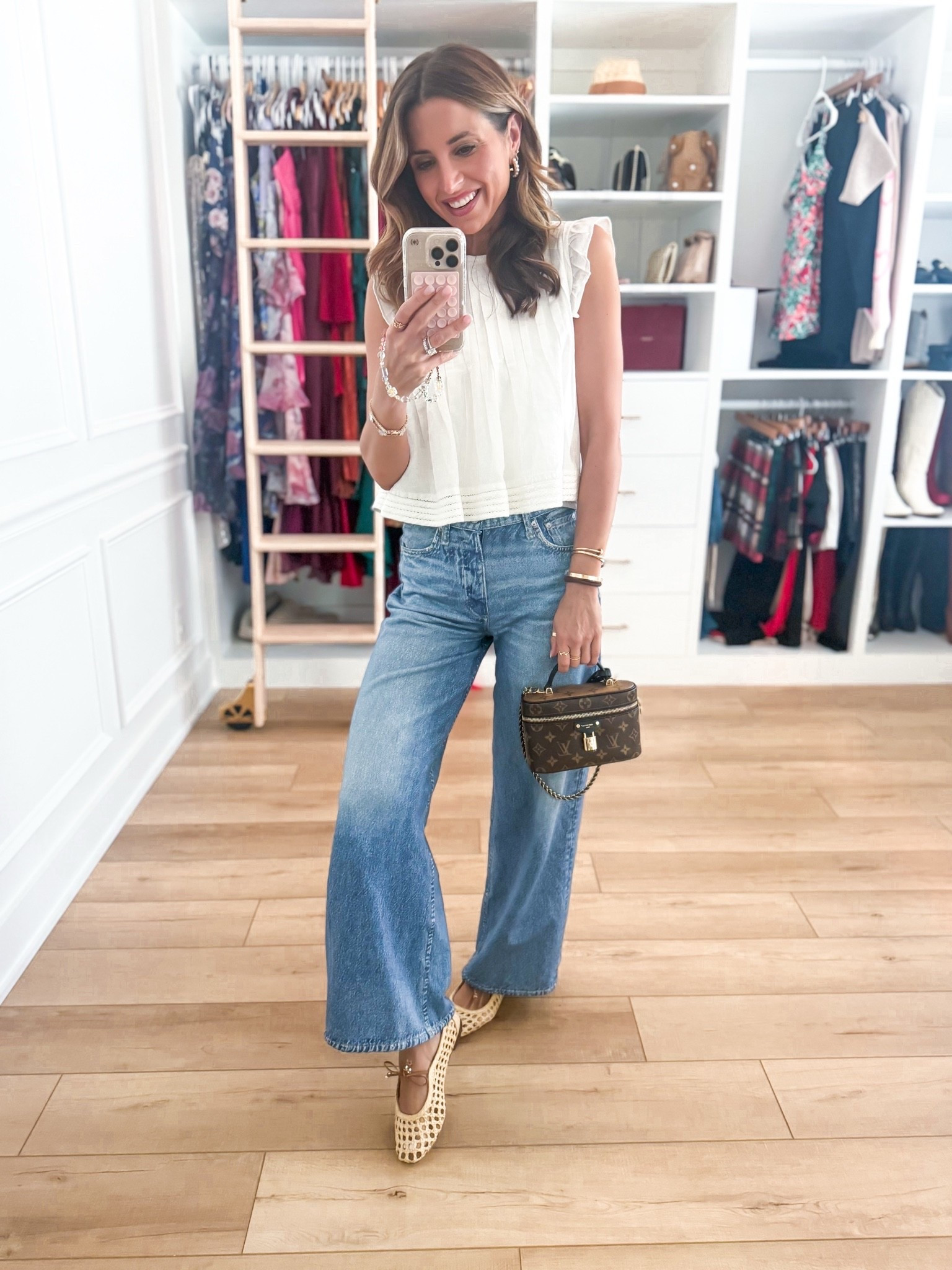 The viral sweatpants jeans are BACK! The denim look is printed onto the fabric, but these are  100% cotton terry cloth. Wearing 23 in sweatpant jeans (size down 1). Rag & Bone Miramar Sofie Ankle-Length Pants - comes in full length, too & linking below. I have colors ‘Minetta’ and ‘Venice’. Minetta is a new color! Travel outfits. Elevated casual outfits. Business casual. Everyday outfits. Mom outfits. Anthropologie tank in XXS. Woven ballet flats are TTS. 

#LTKootd #LTKgrwm #LTKTravel