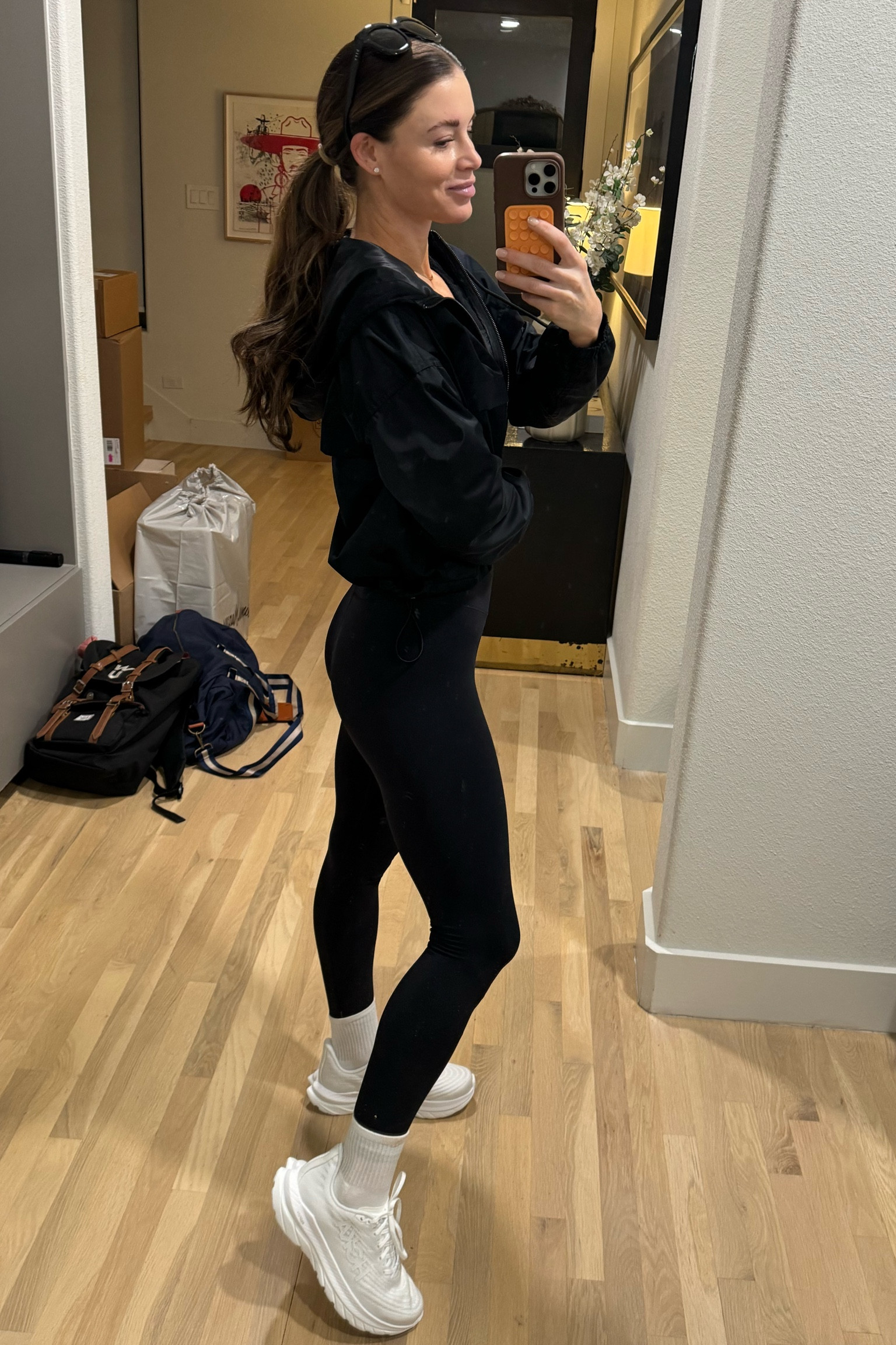 Workout fit this Am ! 
XS in leggings, medium in my go to tank and small jacket! These Amazon ankle socks are the absolute best!! Love my new all white Hokas! 

#LTKstyletip #LTKfitness #LTKshoecrush