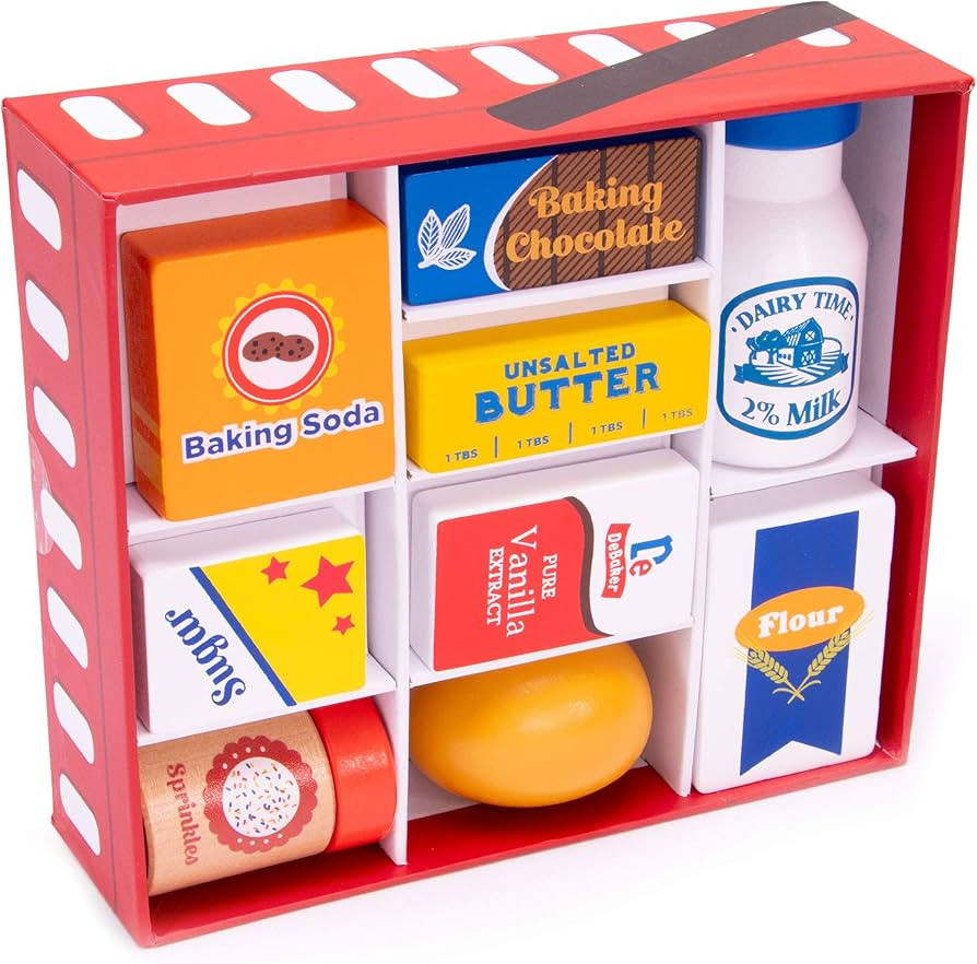 Baker's Mart Ingredient Set | Wooden Play Food Baking Groceries | Includes Baking Soda, Chocolate... | Amazon (US)