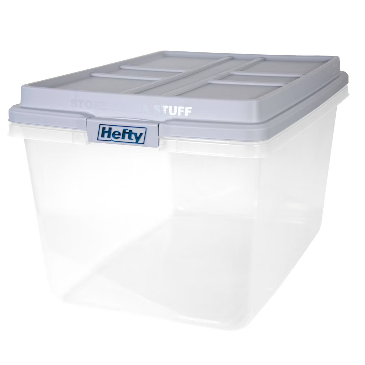 Hefty 72qt Clear Hi-Rise Storage bin with Stackable Lid Gray: Plastic Utility Tubs, Locking Handl... | Target