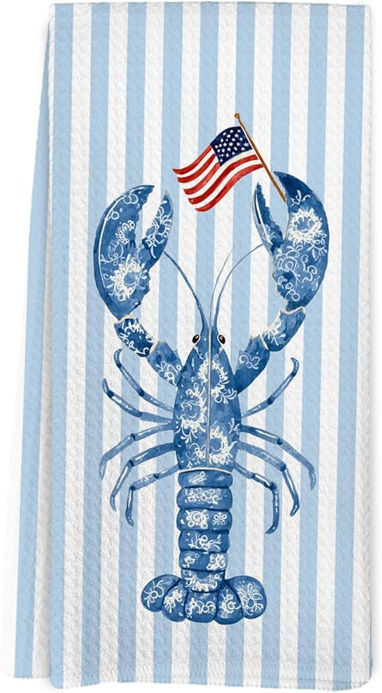 4th of July Lobster Kitchen Towels, Patriotic American Flag Lobster Decorative Dish Tea Towel, Co... | Amazon (US)