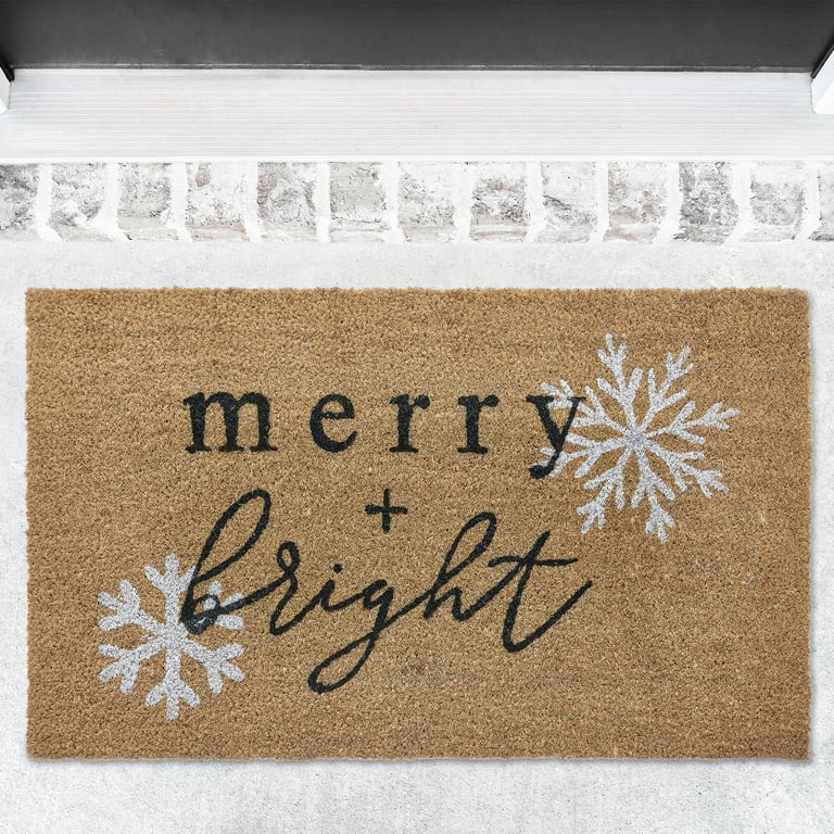 My Texas House Merry and Bright Holiday Coir Outdoor Doormat, 18" x 30" - Walmart.com | Walmart (US)