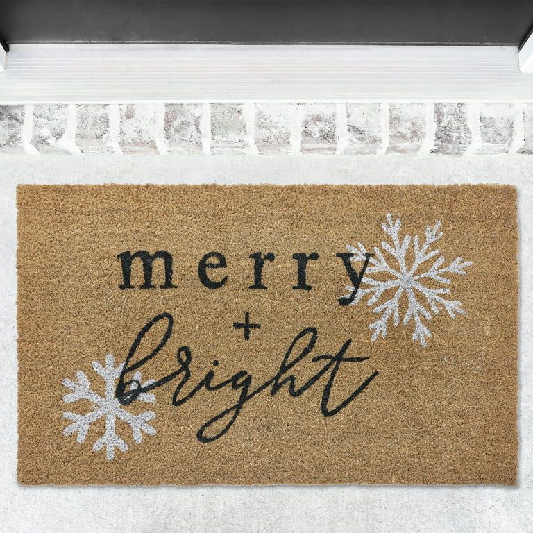 My Texas House Merry and Bright Holiday Coir Outdoor Doormat, 18" x 30" | Walmart (US)