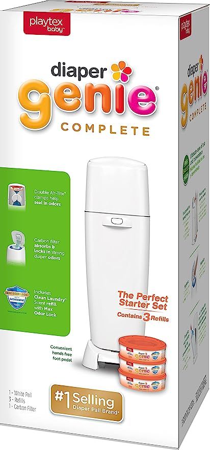 Playtex Diaper Genie Complete Pail with Built In Odor Controlling Antimicrobial, Includes Pail an... | Amazon (US)