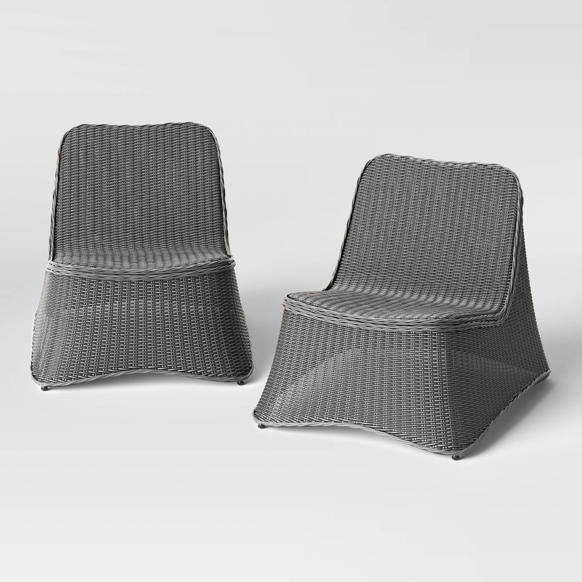 2pc Wexler Wicker Stacking Outdoor Patio Chairs, Armless Chairs Gray - Threshold™ | Target