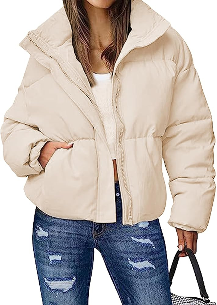 Songling Womens Winter Puffer Jackets Stand Collar Full Zip Quilted Padded Puffy Jacket Coat Oute... | Amazon (US)