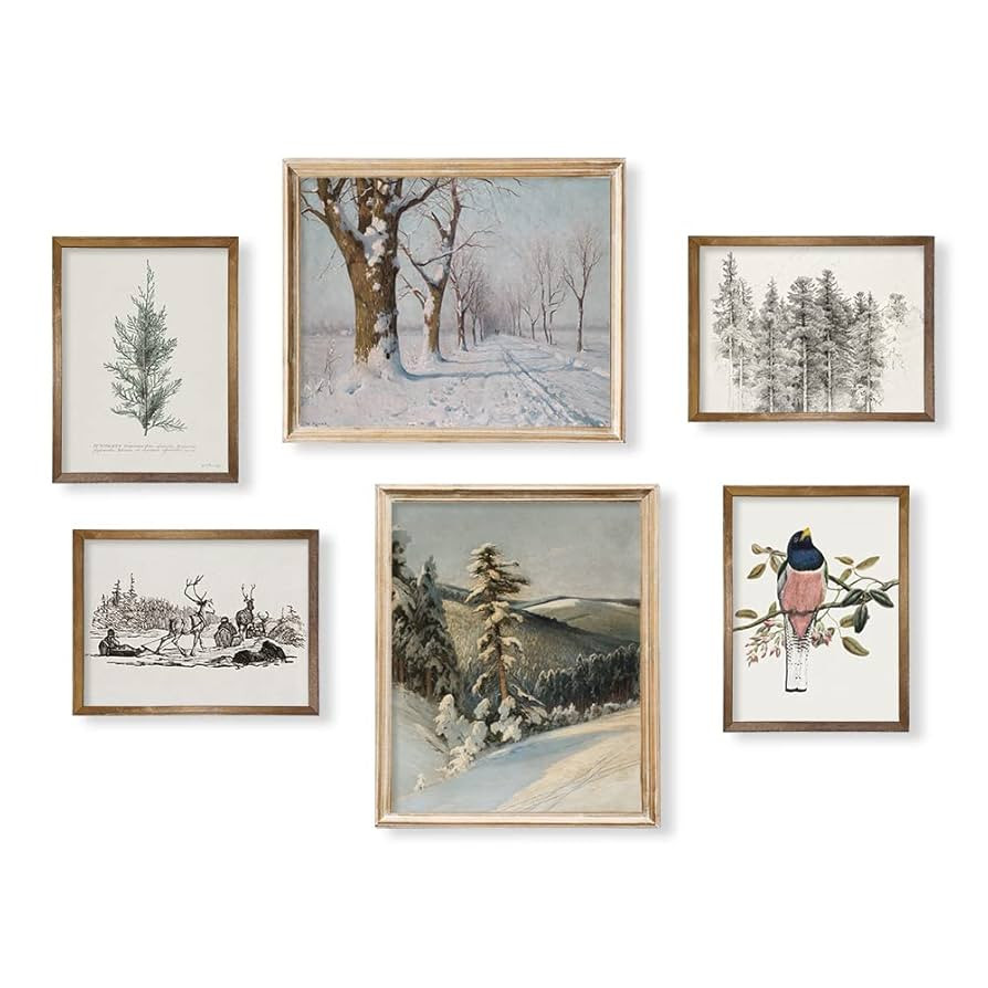 Vintage Farmhouse Holiday Room Decor - Christmas Wall Art - Boho French Country Bathroom Poster P... | Amazon (US)