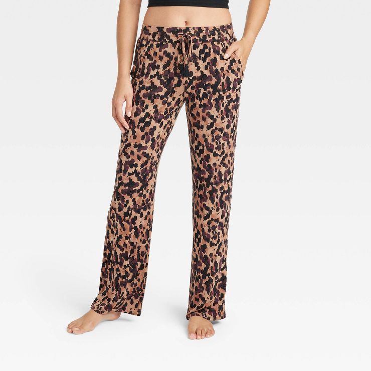 Women's Animal Print Beautifully Soft Pajama Pants - Stars Above™ Brown | Target